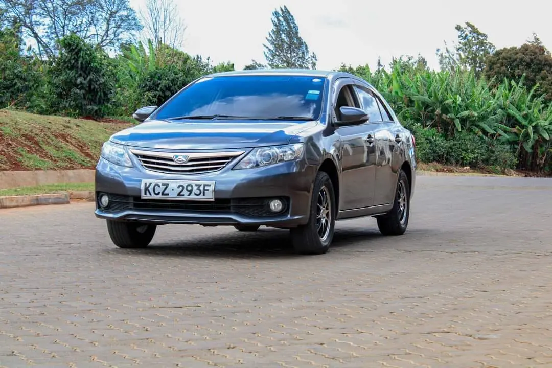 Graphite Toyota Allion executive saloon photographed from the front